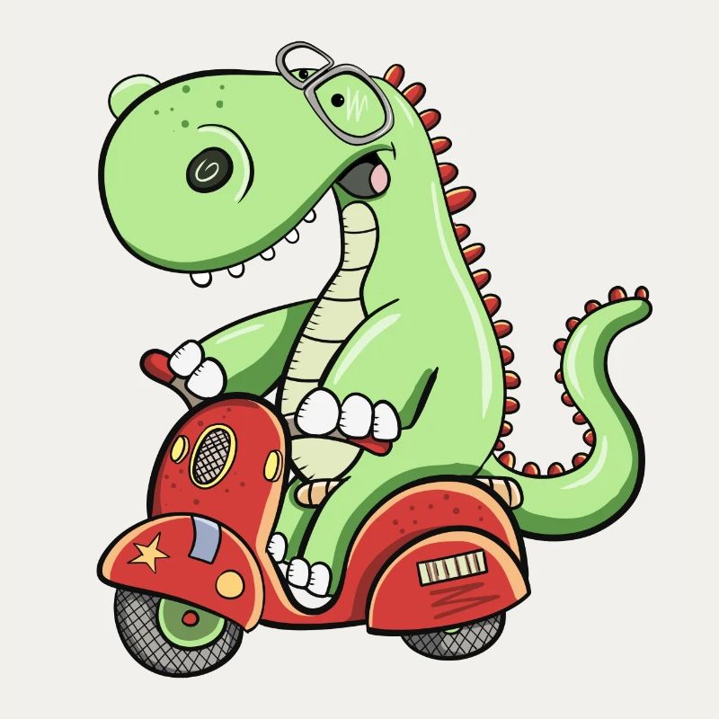 Funny Dino Rides Scooter Fun Dinosaur