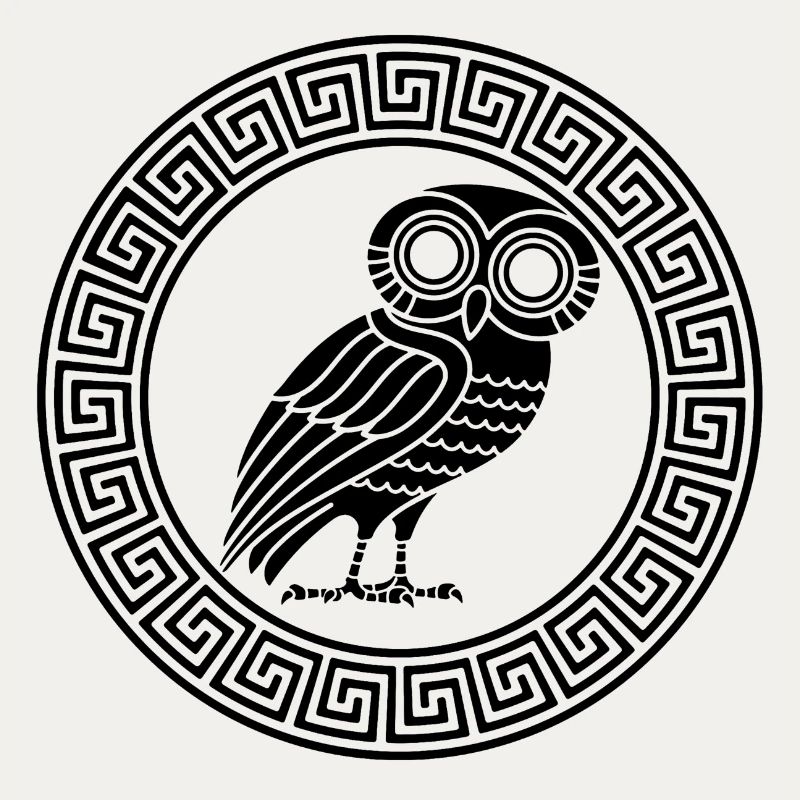 Griechisches Symbol der schwarzen Eule