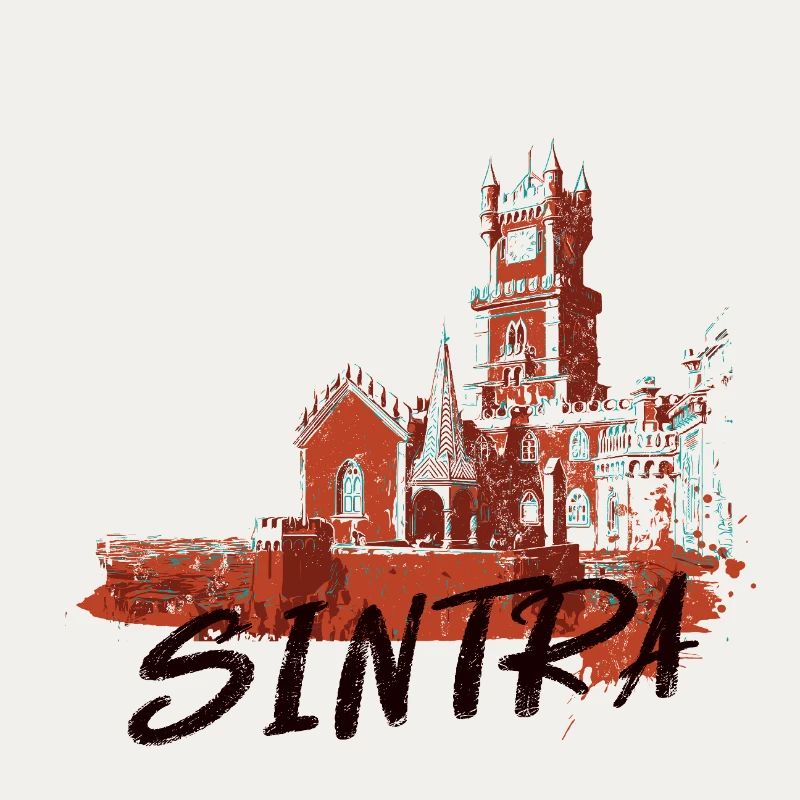 Palais de Pena Sintra illustration ocre rouge