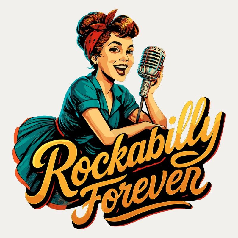 Rockabilly Forever Charcoal Microphone 50s Gift