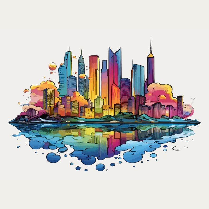 Colorful Skyline Reflection