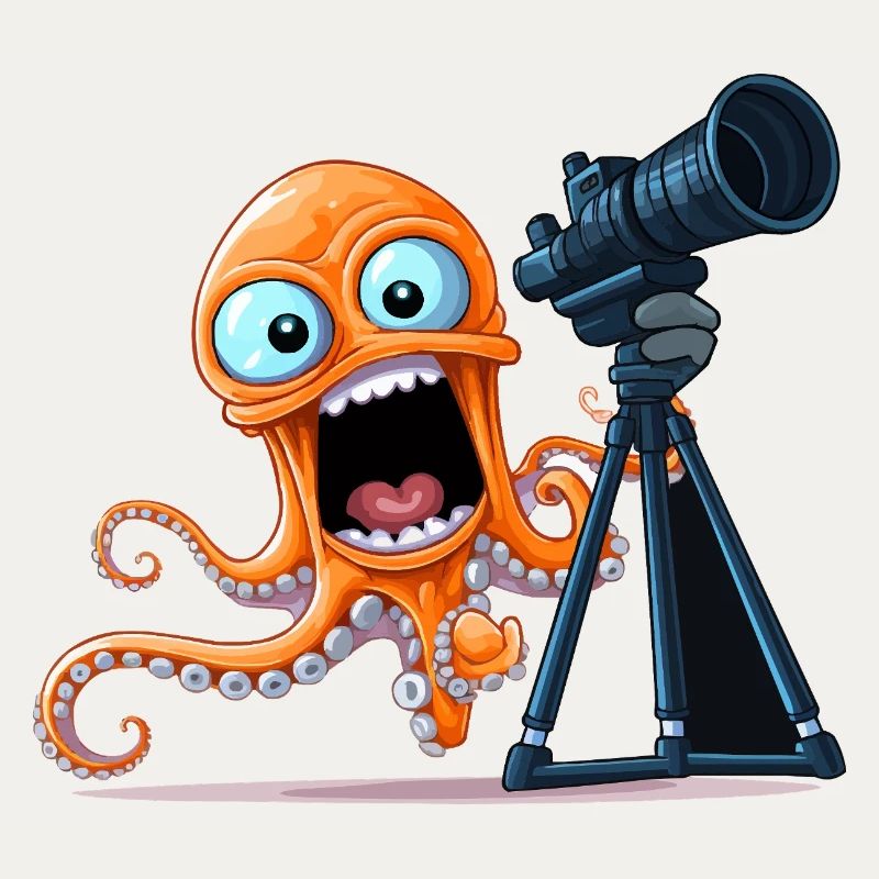 Orange Octopus Photographer with Camera