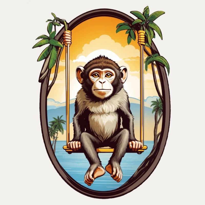 Singe sur balançoire
