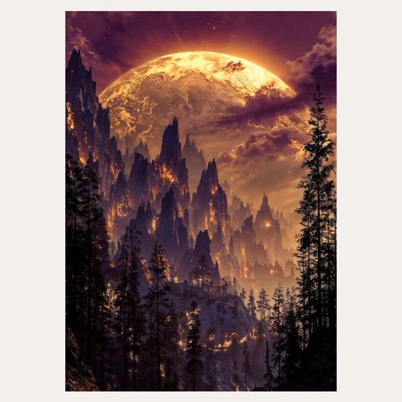 Fiery Summit at Dusk