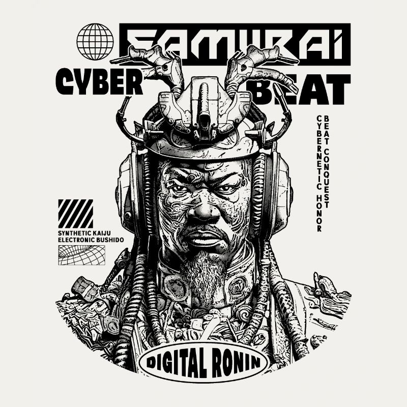Futuristic samurai shirt for techno anime fans