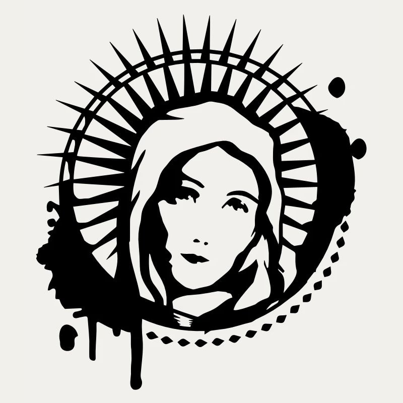 Holy Mary portrait graffiti stencil
