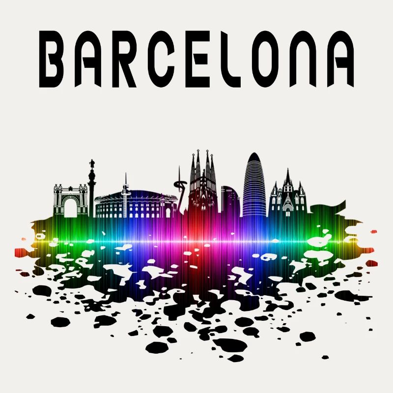 Barcelona Skyline Splash Design / Geschenk