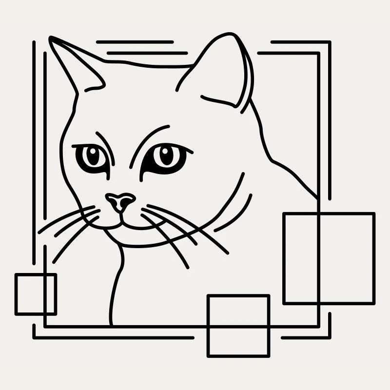 Chat en forme géométrique - Conception d’art au trait