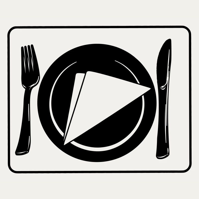 Couteau et fourchette sur napperon avec assiette et serviette