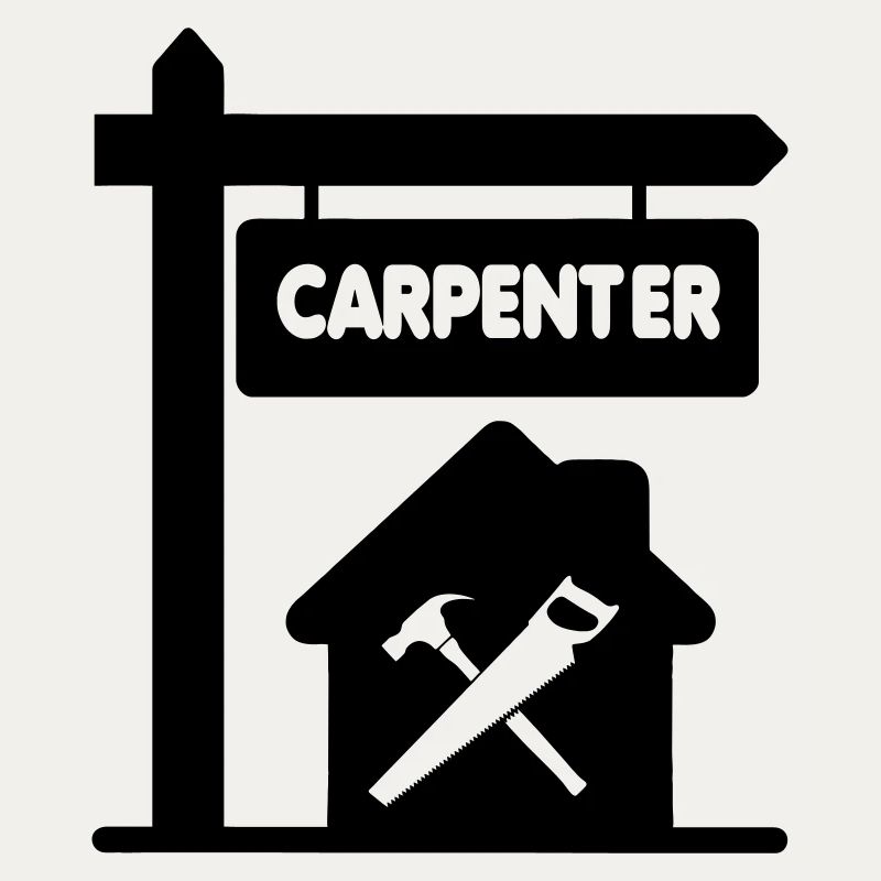 Transparent signboard with text carpenter