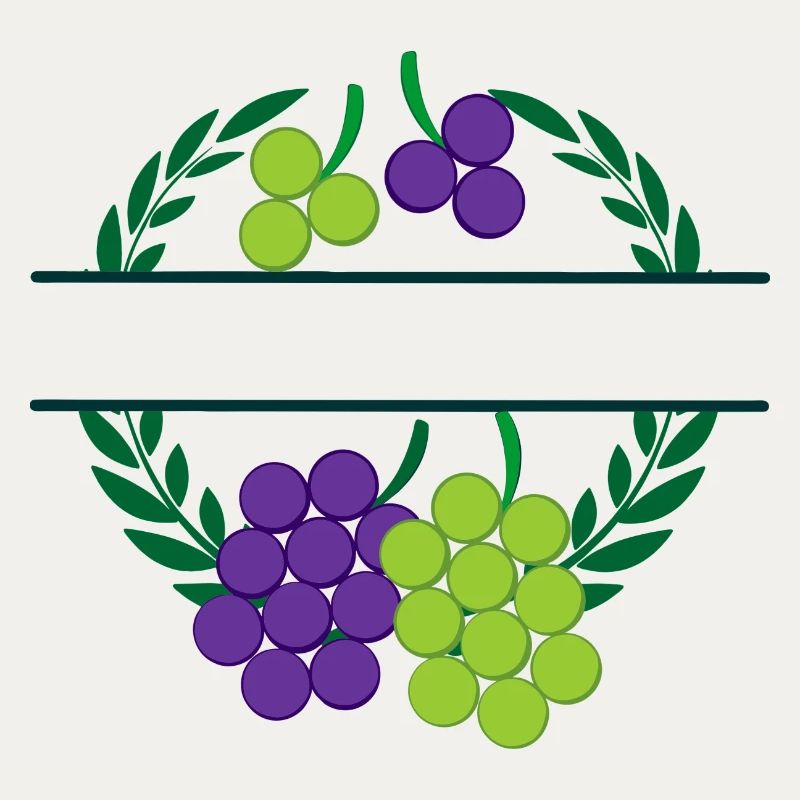 Trauben im Lorbeerkranz mit grün-violetten Trauben