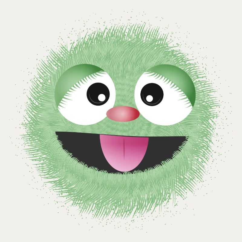 cuddly mint green funny monster face