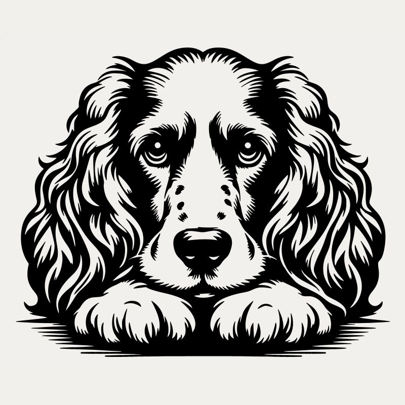 Cocker Spaniel Head with Paws