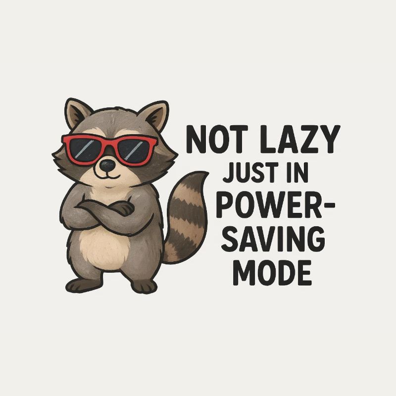 Cool raccoon NOT LAZY JUST IN POWER SAVE MODE