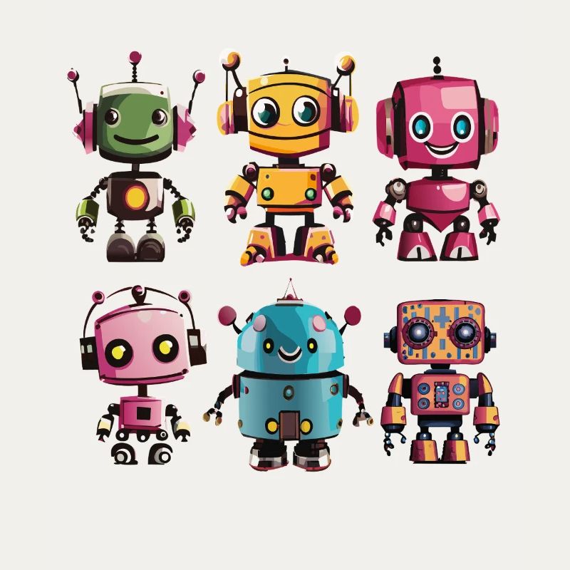 Amis robots colorés