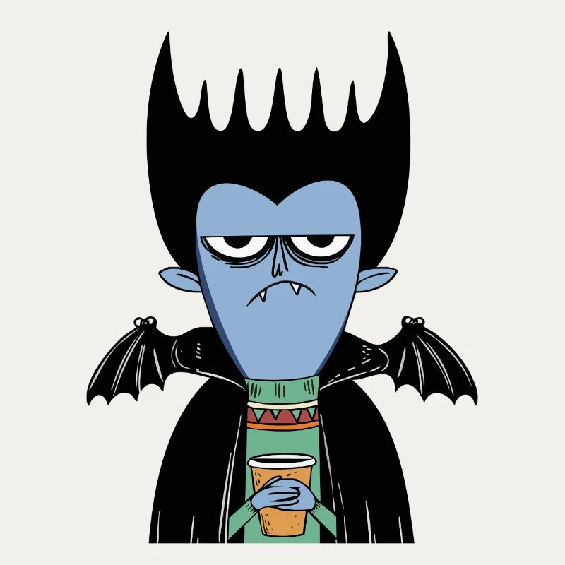 Vampire du café | Drôle de vampire avec des ailes de chauve-souris