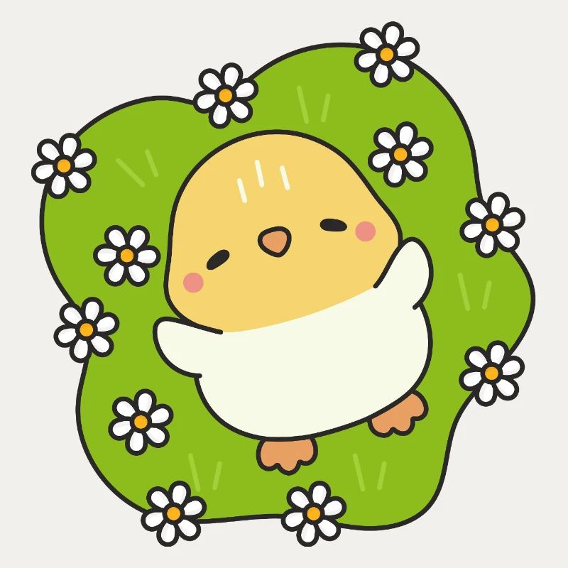 Poussin printanier fleuri