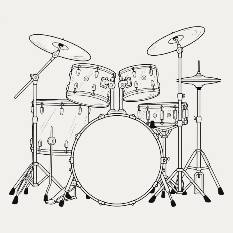 Black and White Drumset Sketch