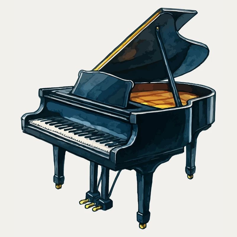 Piano à queue de concert bleu
