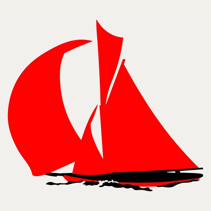Rotes Segelboot Silhouette
