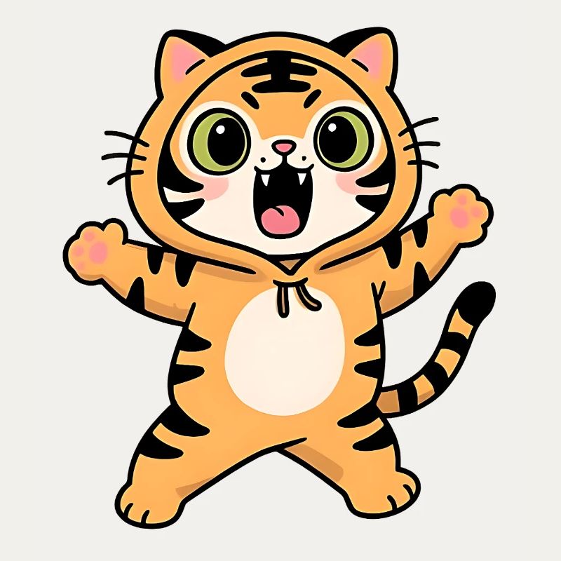 Roaring Tiger Kawaii Kinder Kapuzenpullover