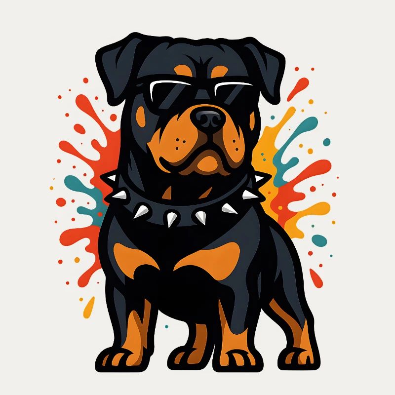 Rottweiler dog with color explosion