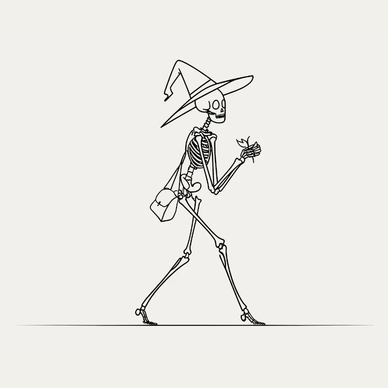 Skeleton Witch with Bag – Magic Line Graphic