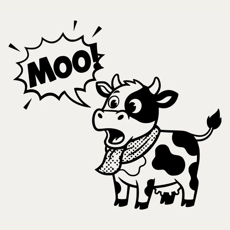 Witzige Kuh Moo Comic Sprechblase