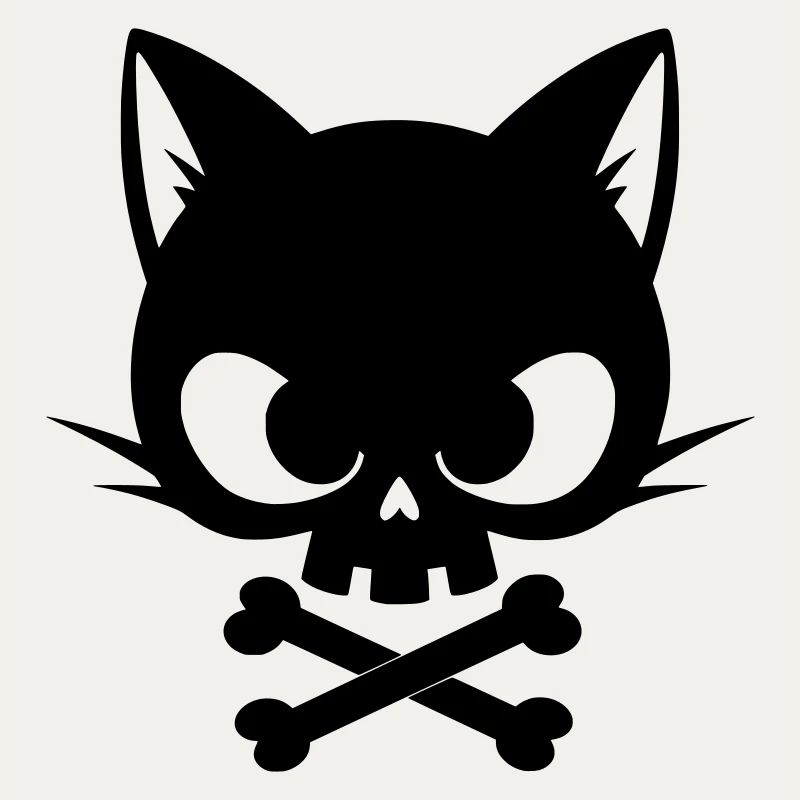 Crâne de chat avec os | Icône gothique mignonne