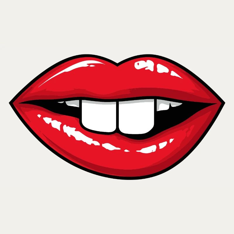 Red lips with rabbit teeth