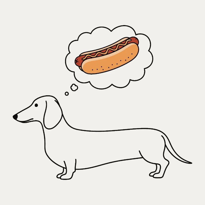 Dachshund thinks hot dog