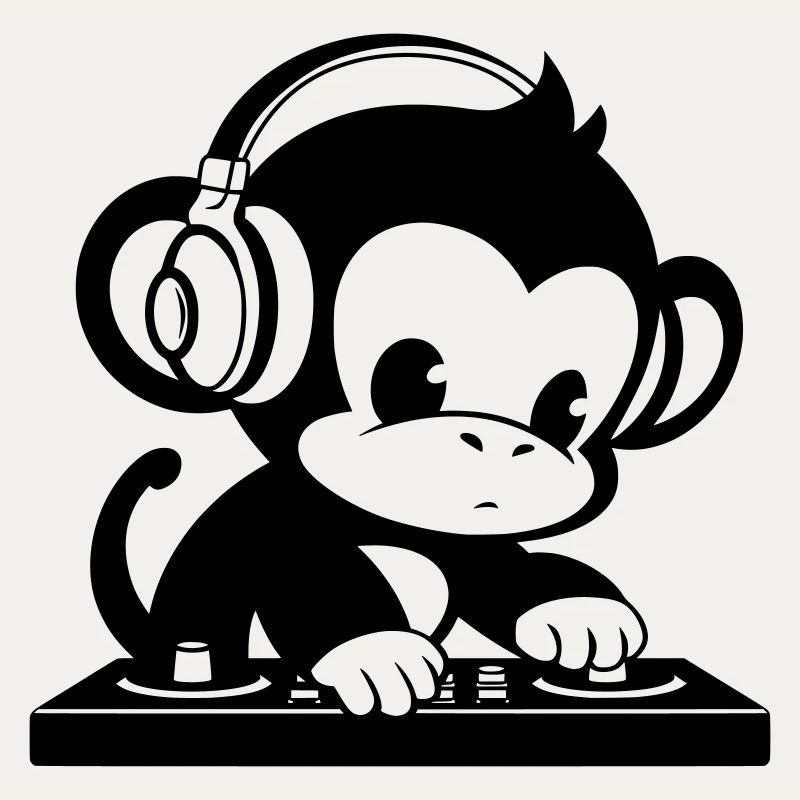 DJ Affe mit Kopfhörern