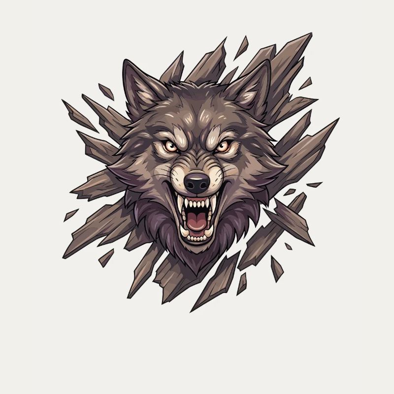 Rugissement de loup dans la vision éclatée