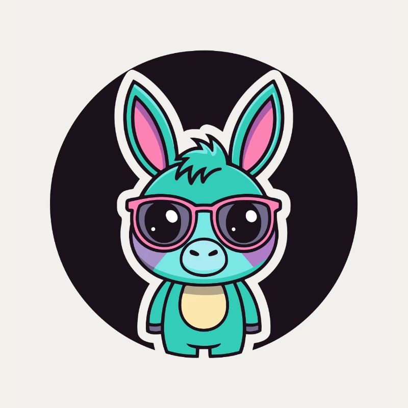 Petit Âne Turquoise Lunettes Fun