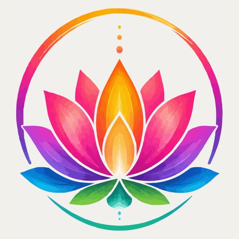 Rainbow Lotus in a Circle