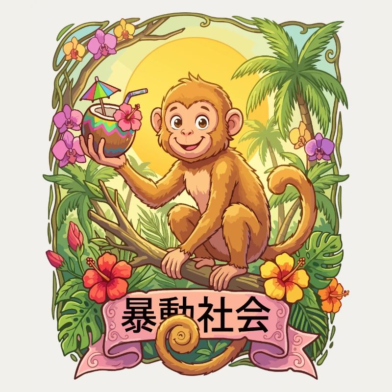 Tropical Monkey Sip on Paradise