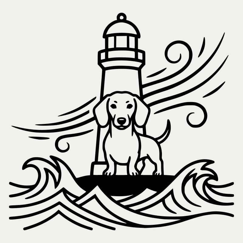 Dackel Sturm Leuchtturm Meer
