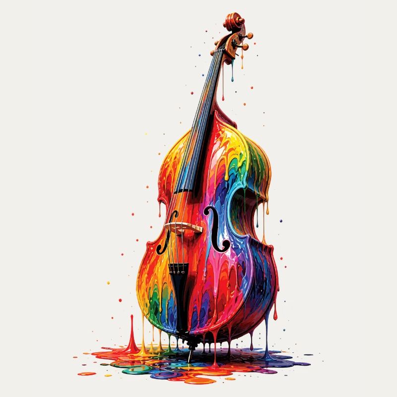 Kontrabass mit tropfender Farbe