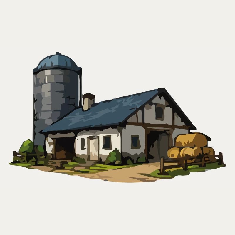Ländliche Scheune mit Silo