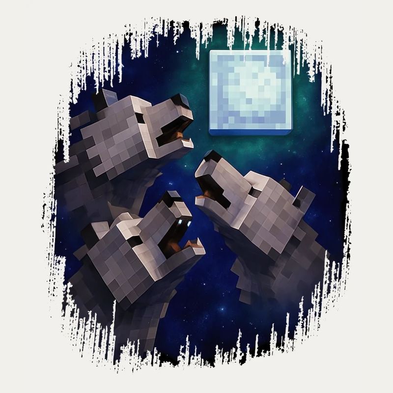 Retro Pixel Art 3 Wolfs hero Howling At The Moon