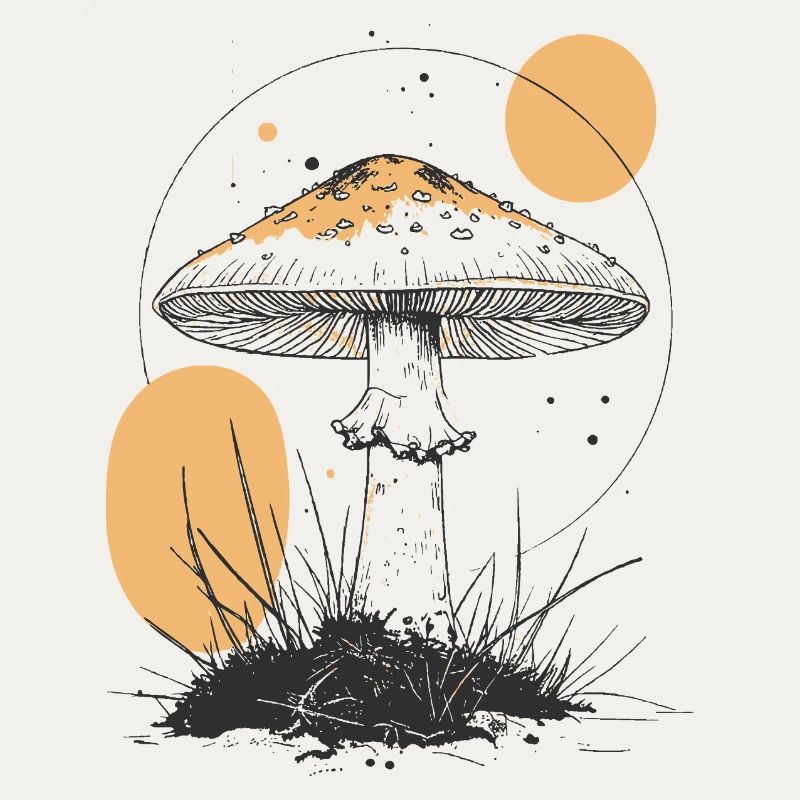 Moonlight Forest Mushroom Silhouette