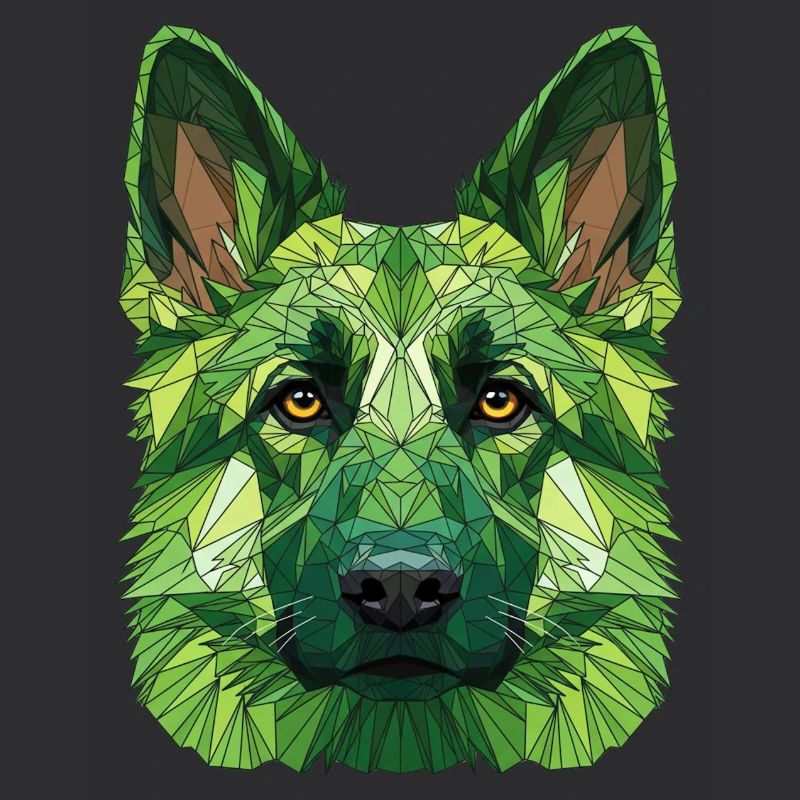 Grüner Polygonwolf