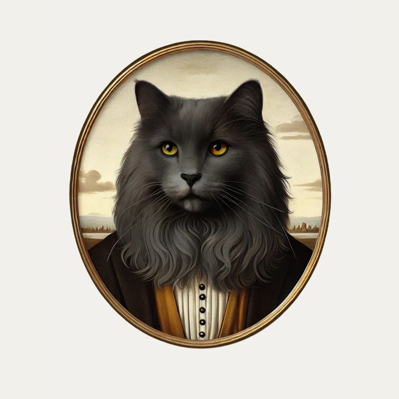 Porträt eines schwarzen Katers im Renaissancestil