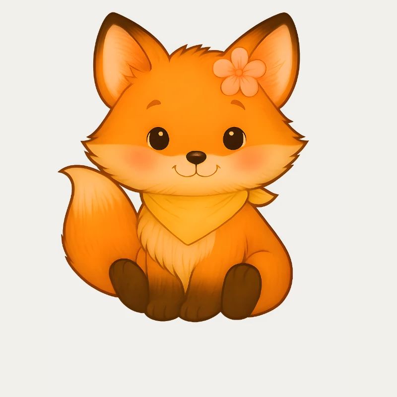 Petit renard avec fleur et collier