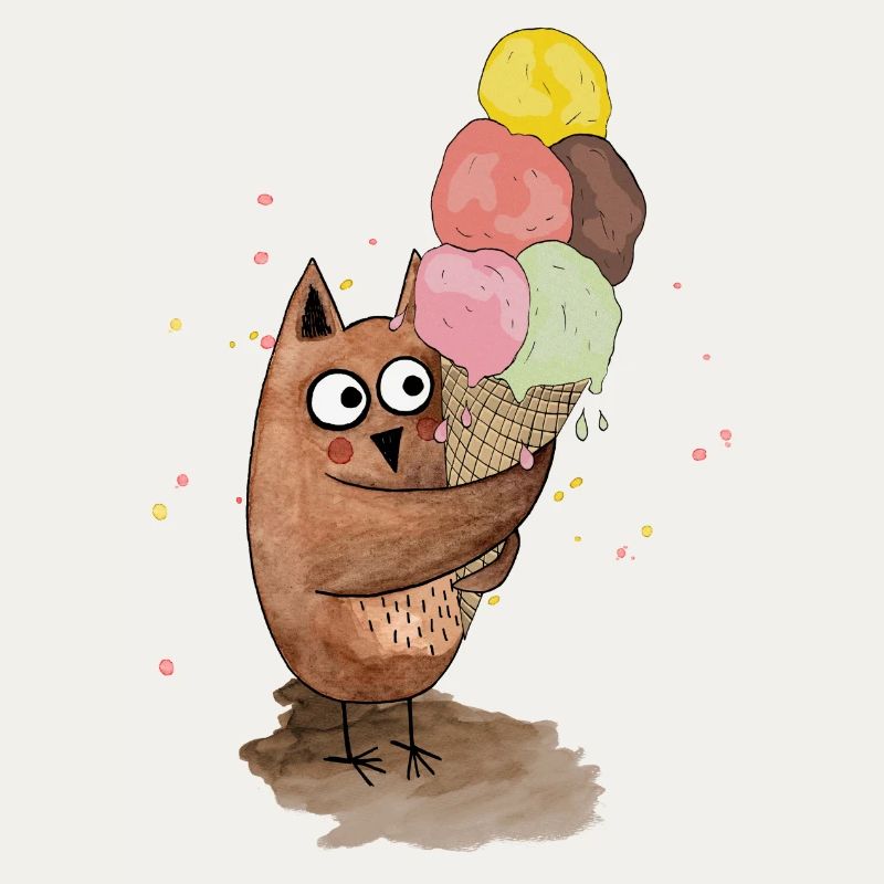 Eule mit riesigem Eis