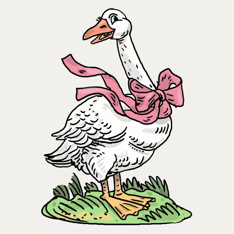 Gans mit rosa Schleife