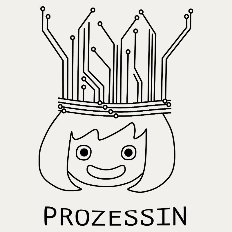 Prozessin mit Tech-Krone