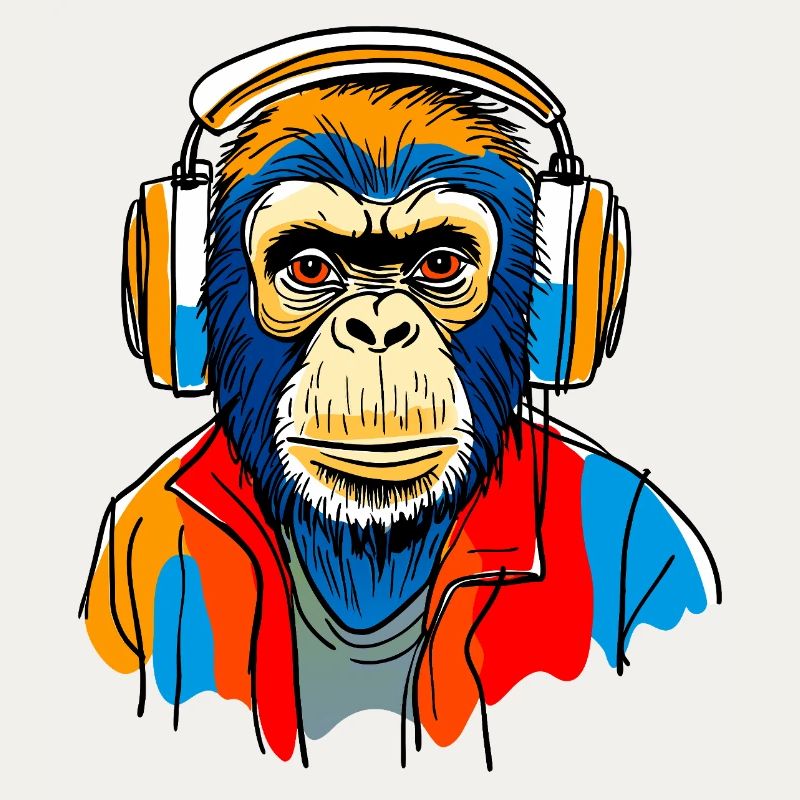 Singe avec casque