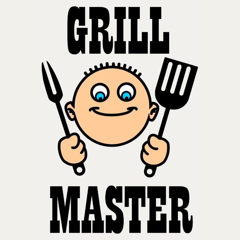 Grill master of the BBQ with kitchen tools