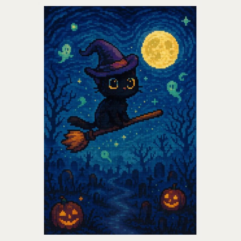 Chat pixel mignon d'Halloween